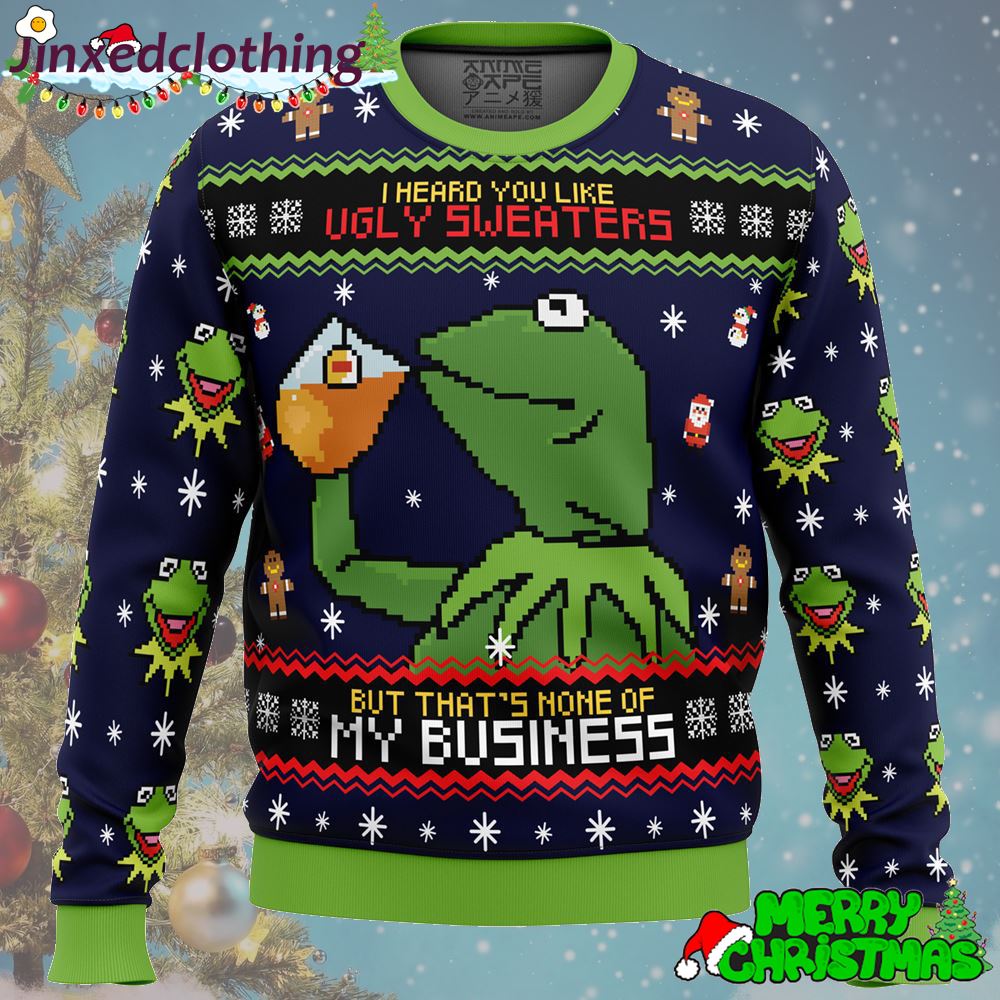 Kermit The Frog Ugly Christmas Sweater Xmas Funny 